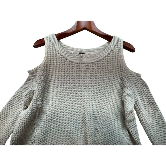 Free People Womens Cold Shoulder Knit Sweater Ivory Size XS Cream - Picture 4 of 13